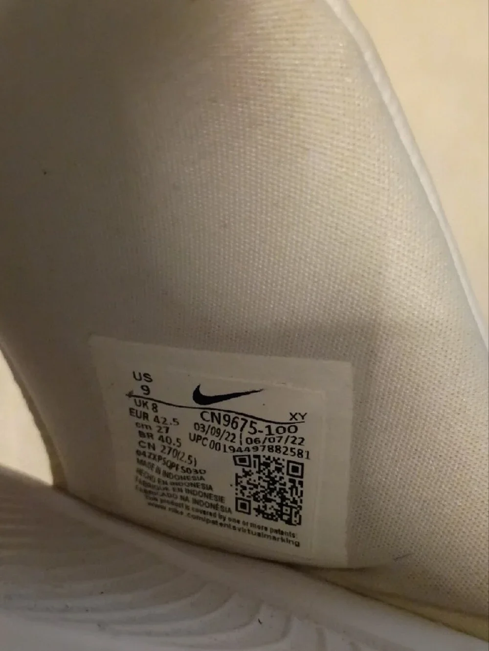 Nike White Slide Sandals with Black Logo Swoosh